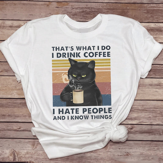 Pet-Drinking-Coffee Funny Cat Tops Tshirt-Sevenedge Perfect Gifts