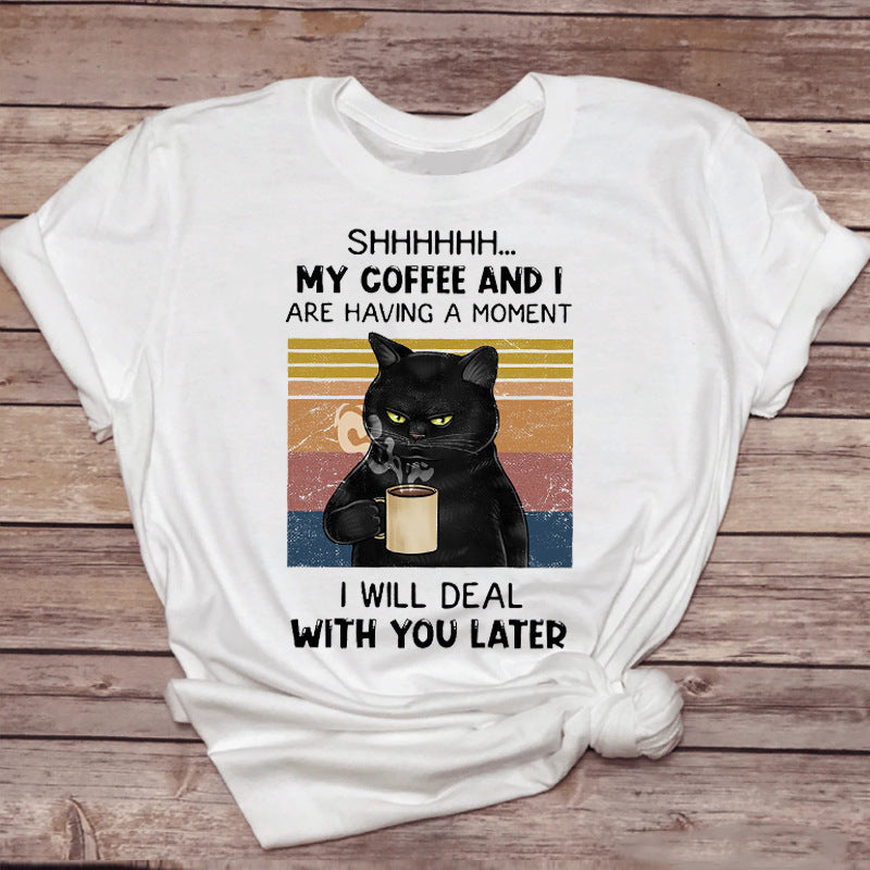 Pet-Drinking-Coffee Funny Cat Tops Tshirt-Sevenedge Perfect Gifts