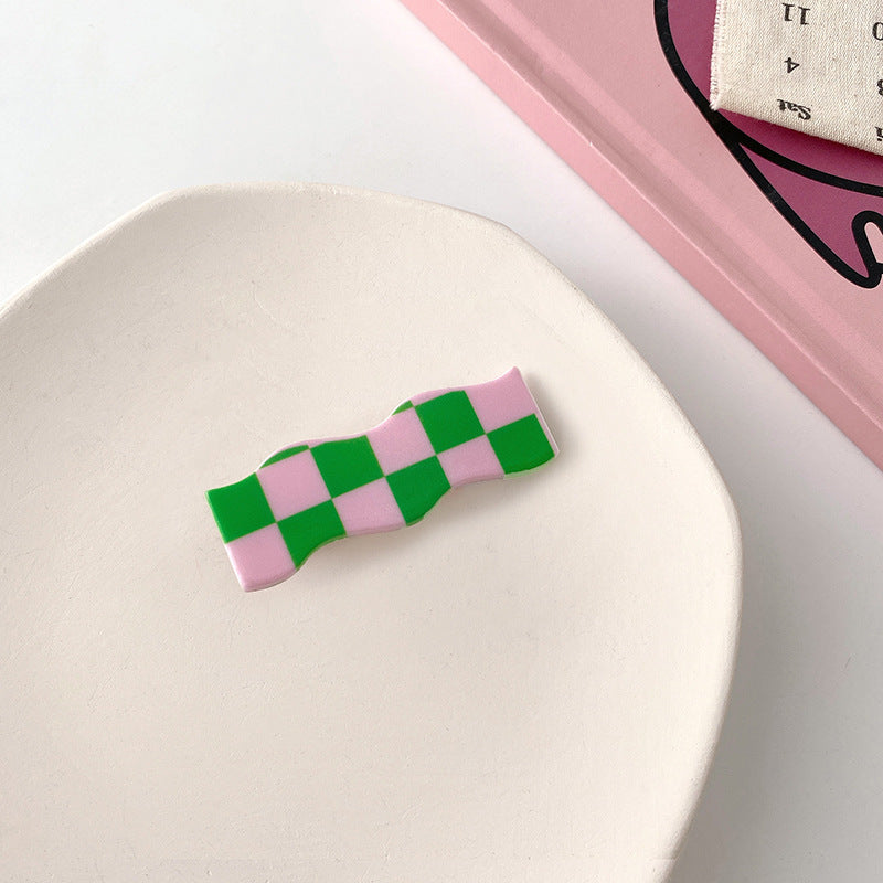 Wavy Checkerboard Hair Clips Sweet Versatile Bangs Clips-Sevenedge Perfect Gifts