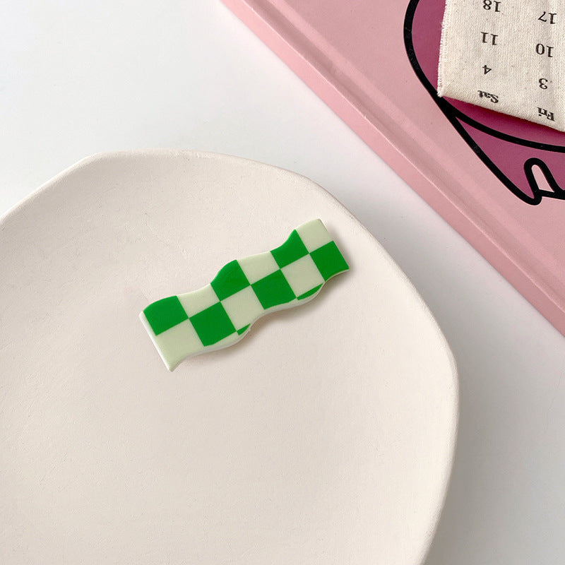 Wavy Checkerboard Hair Clips Sweet Versatile Bangs Clips-Sevenedge Perfect Gifts