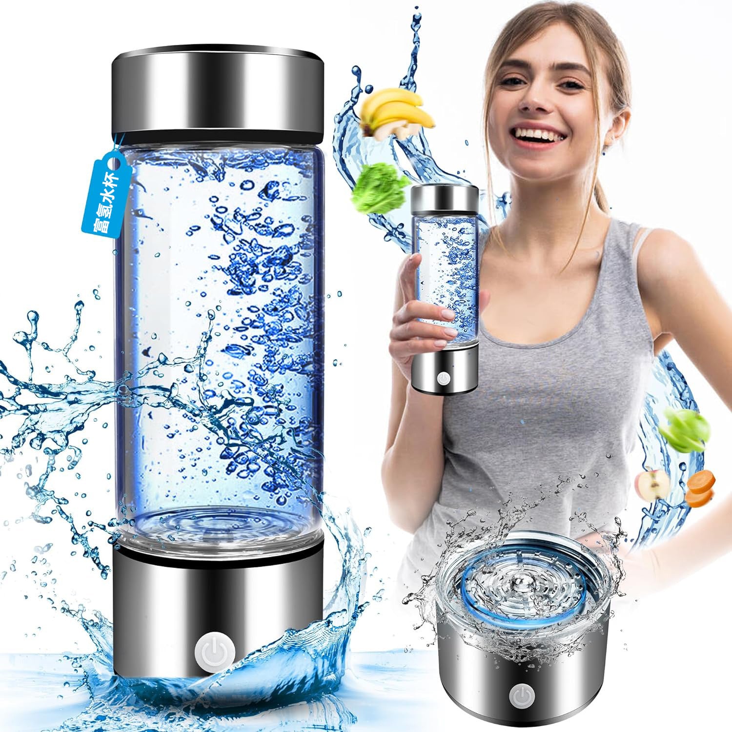 Hydrogen-rich water cup with hydrogen-oxygen separation SPE, PEM hydrogen water cup.-Sevenedge Perfect Gifts