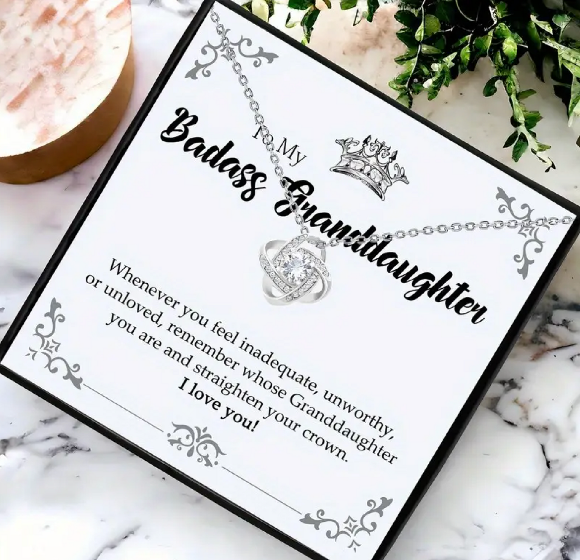 To My Badass Granddaughter | Whenever You Feel Loveknot Necklace-Sevenedge Perfect Gifts