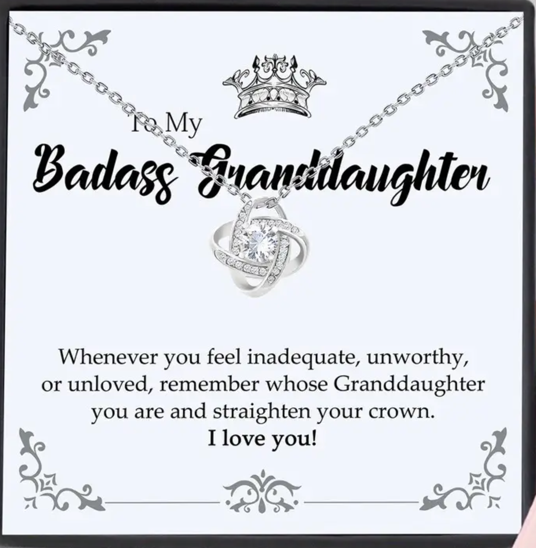 To My Badass Granddaughter | Whenever You Feel Loveknot Necklace-Sevenedge Perfect Gifts