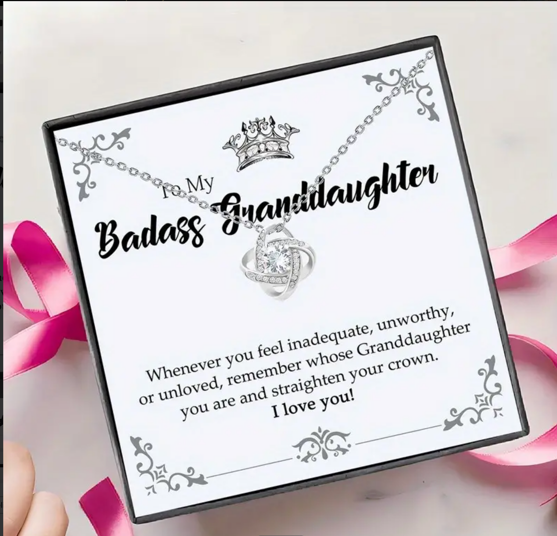 To My Badass Granddaughter | Whenever You Feel Loveknot Necklace-Sevenedge Perfect Gifts