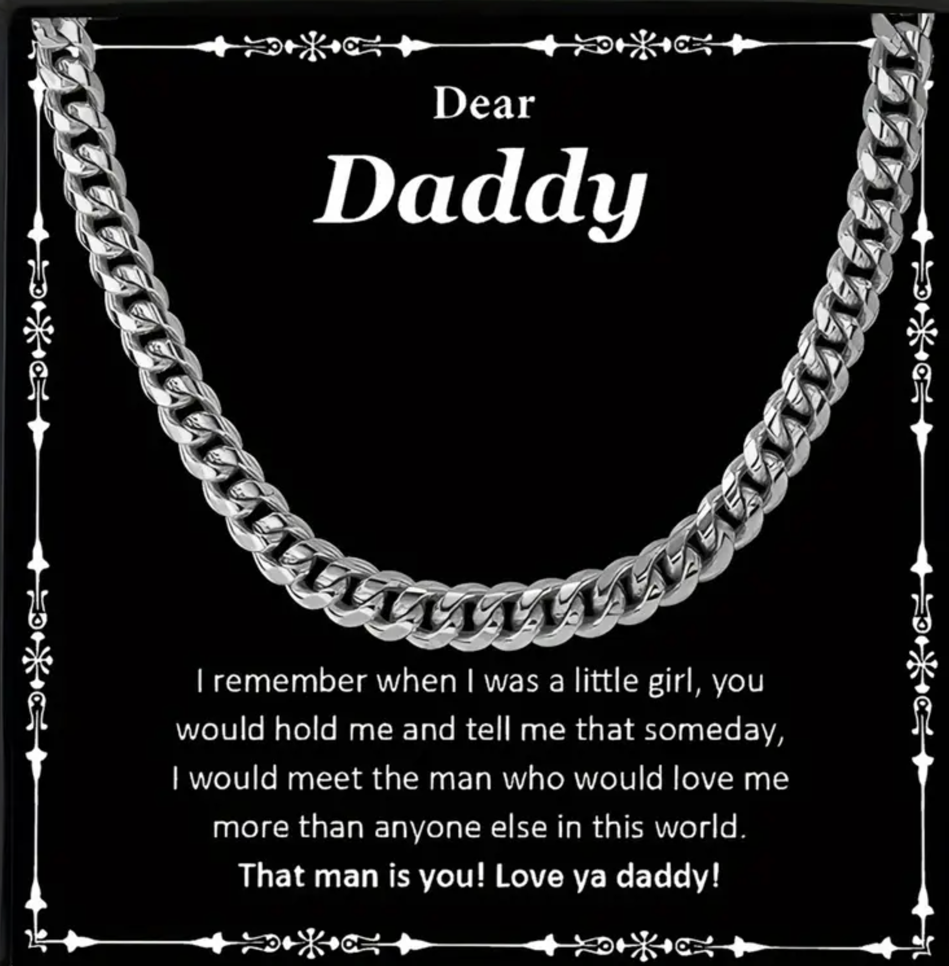 Dear Daddy | I remember When I was A Little Girl Cuban Link Necklace-Sevenedge Perfect Gifts