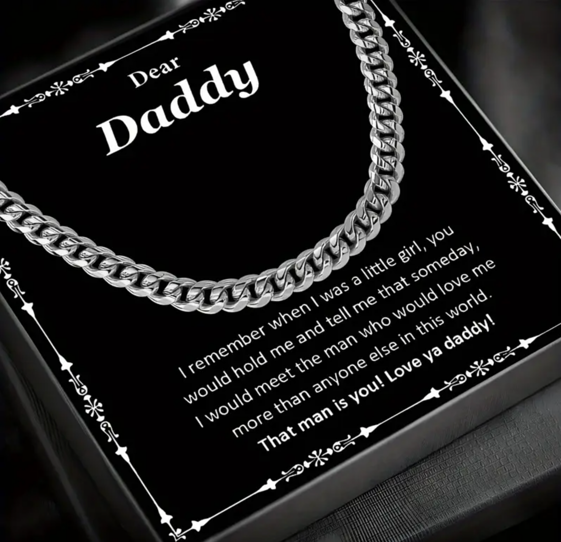 Dear Daddy | I remember When I was A Little Girl Cuban Link Necklace-Sevenedge Perfect Gifts