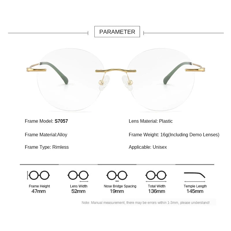 Titanium Alloy Rimless Glasses-Sevenedge Perfect Gifts