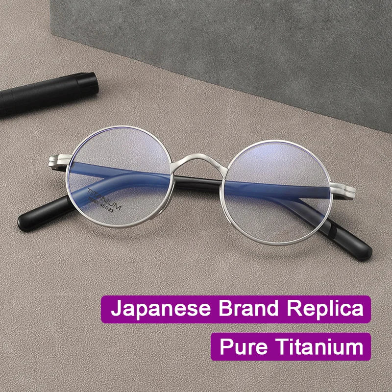 Photochromic Pure Titanium Round Frame Handmade Eyeglasses-Sevenedge Perfect Gifts