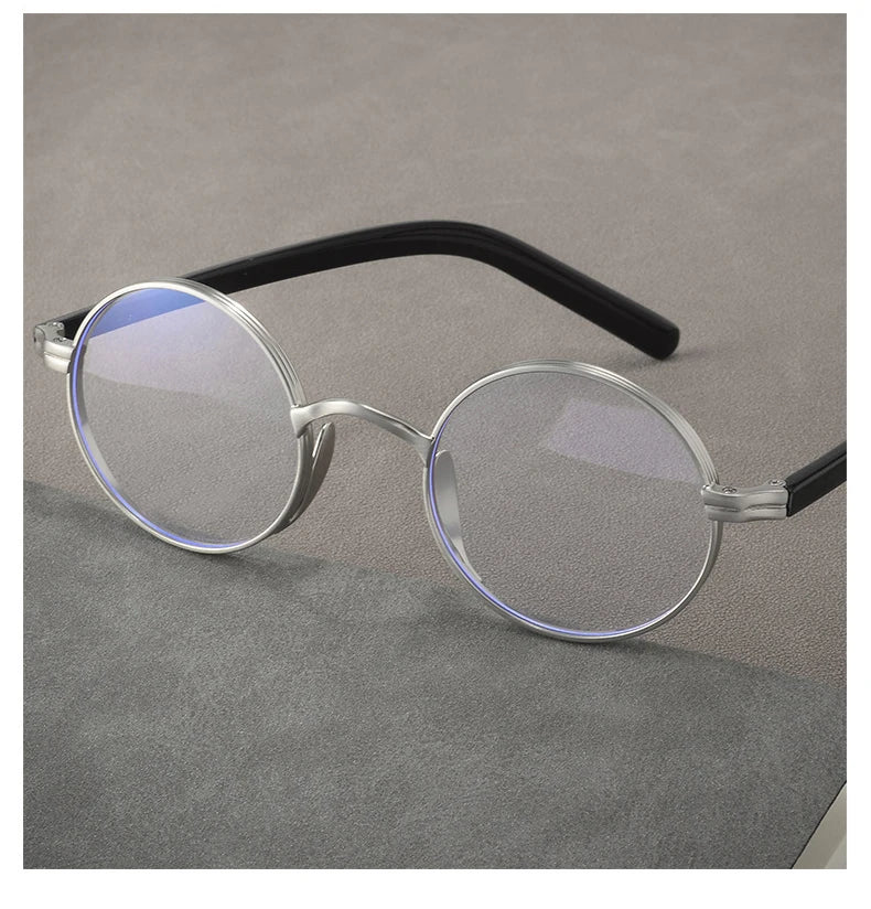 Photochromic Pure Titanium Round Frame Handmade Eyeglasses-Sevenedge Perfect Gifts
