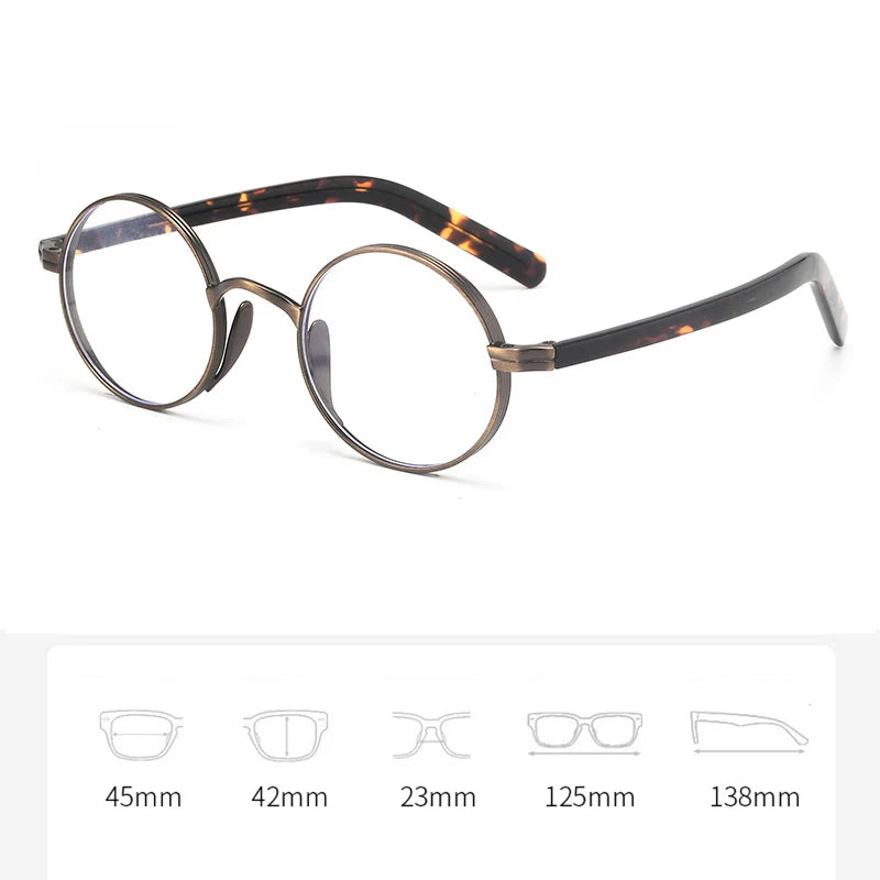 Photochromic Pure Titanium Round Frame Handmade Eyeglasses-Sevenedge Perfect Gifts