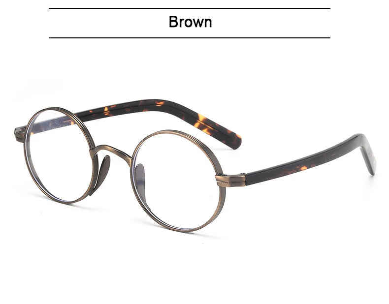 Photochromic Pure Titanium Round Frame Handmade Eyeglasses-Sevenedge Perfect Gifts