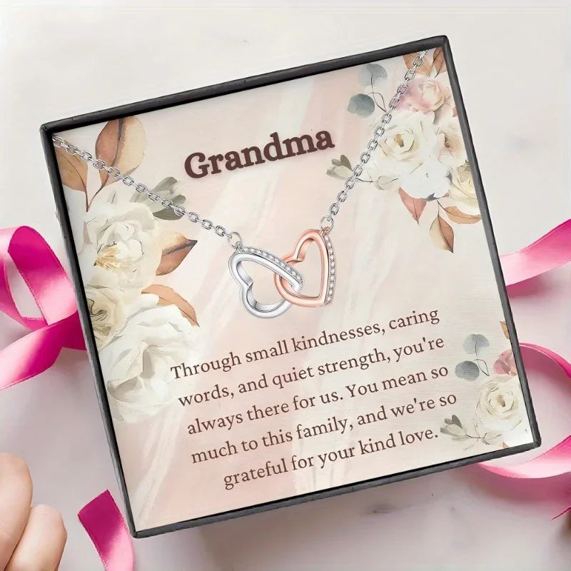 To Grandma | Through Small Kindness Interlocking Heart Necklace-Sevenedge Perfect Gifts
