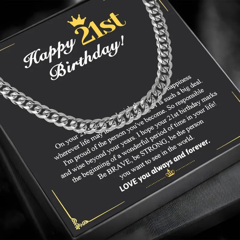 To My Grandson | 21st Birthday Cuban Chain Necklace-Sevenedge Perfect Gifts