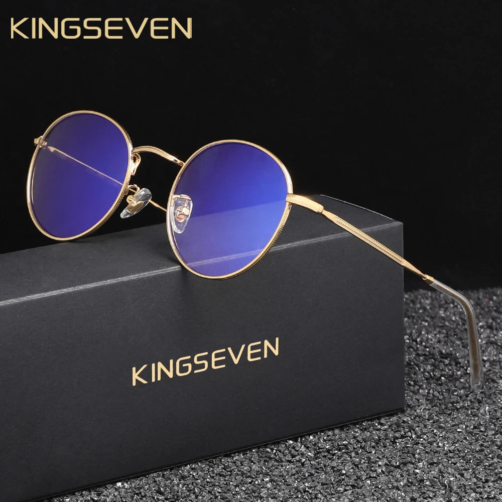 Round Transparent Lens Thin Frame Anti-Blue Light Eyeglasses-Sevenedge Perfect Gifts