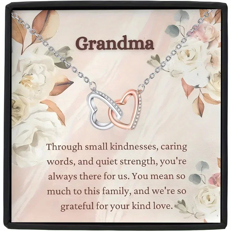 To Grandma | Through Small Kindness Interlocking Heart Necklace-Sevenedge Perfect Gifts