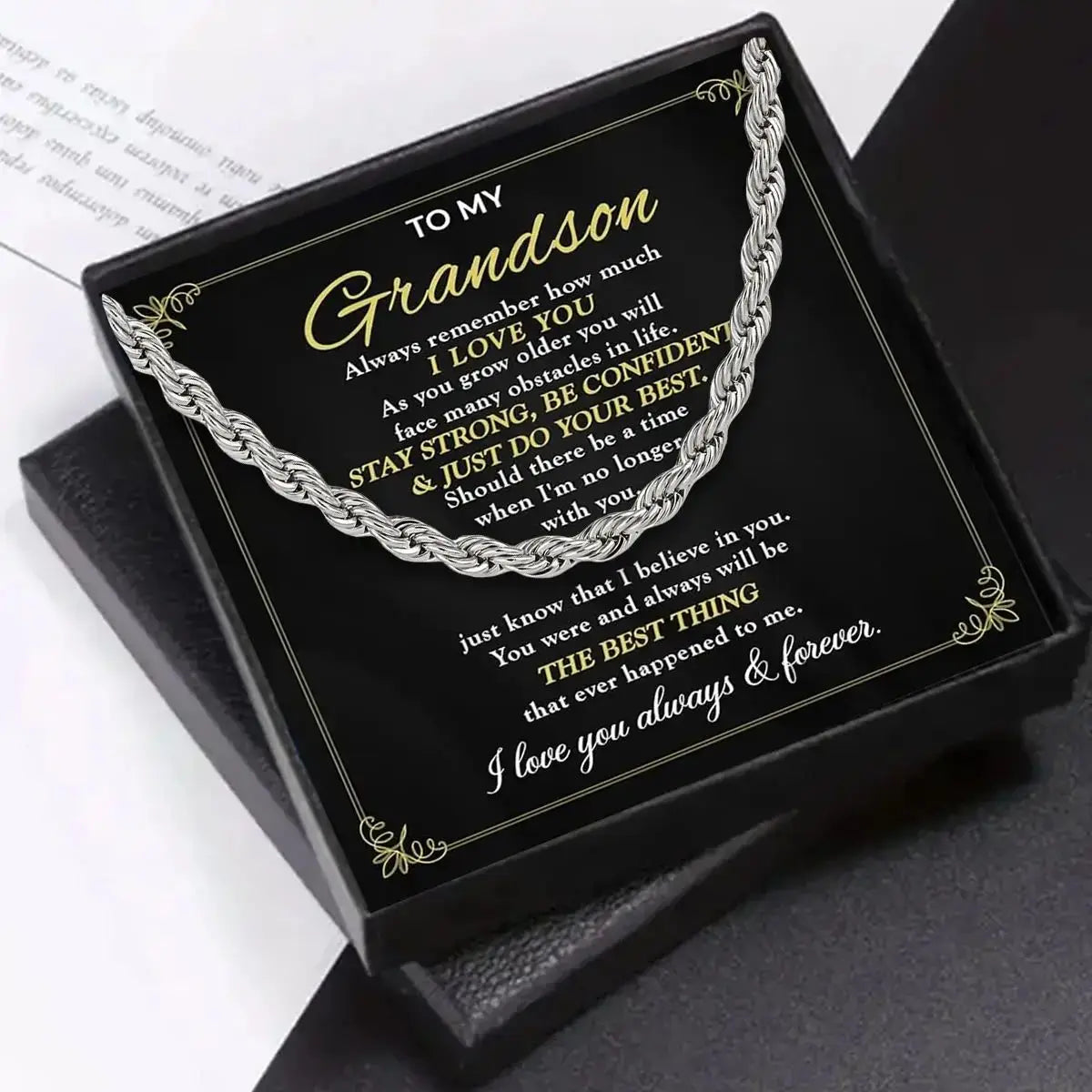 To My Grandson | Always Remember Cuban Link Chain Necklace-Sevenedge Perfect Gifts