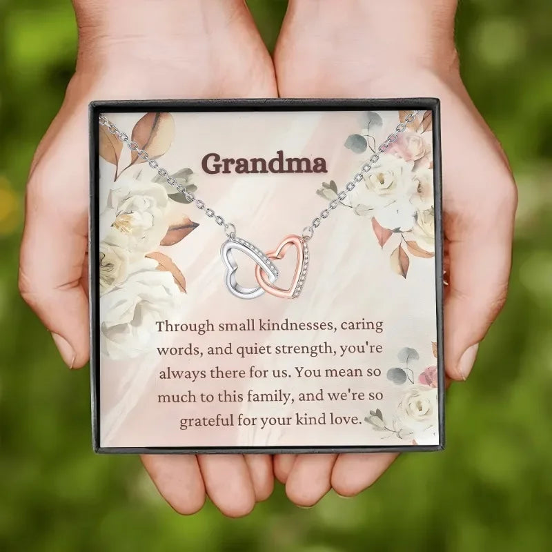 To Grandma | Through Small Kindness Interlocking Heart Necklace-Sevenedge Perfect Gifts