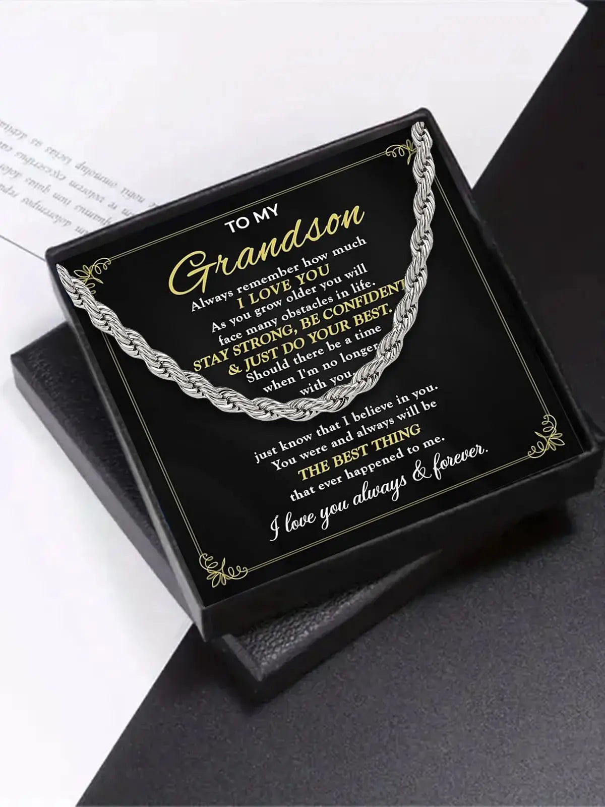 To My Grandson | Always Remember Cuban Link Chain Necklace-Sevenedge Perfect Gifts