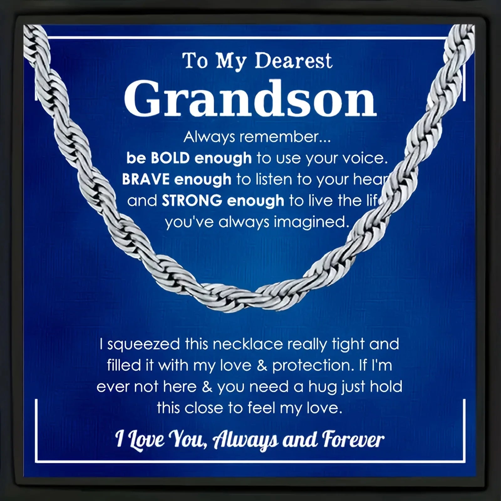 To My Dearest Grandson | Always Remember Cuban Link Chain Necklace-Sevenedge Perfect Gifts
