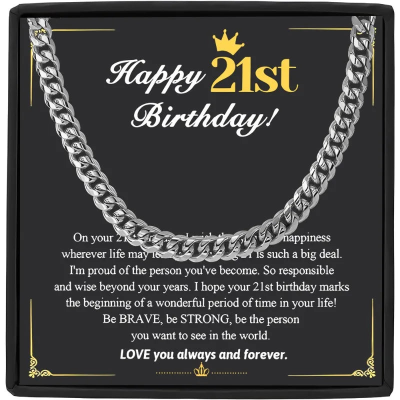 To My Grandson | 21st Birthday Cuban Chain Necklace-Sevenedge Perfect Gifts