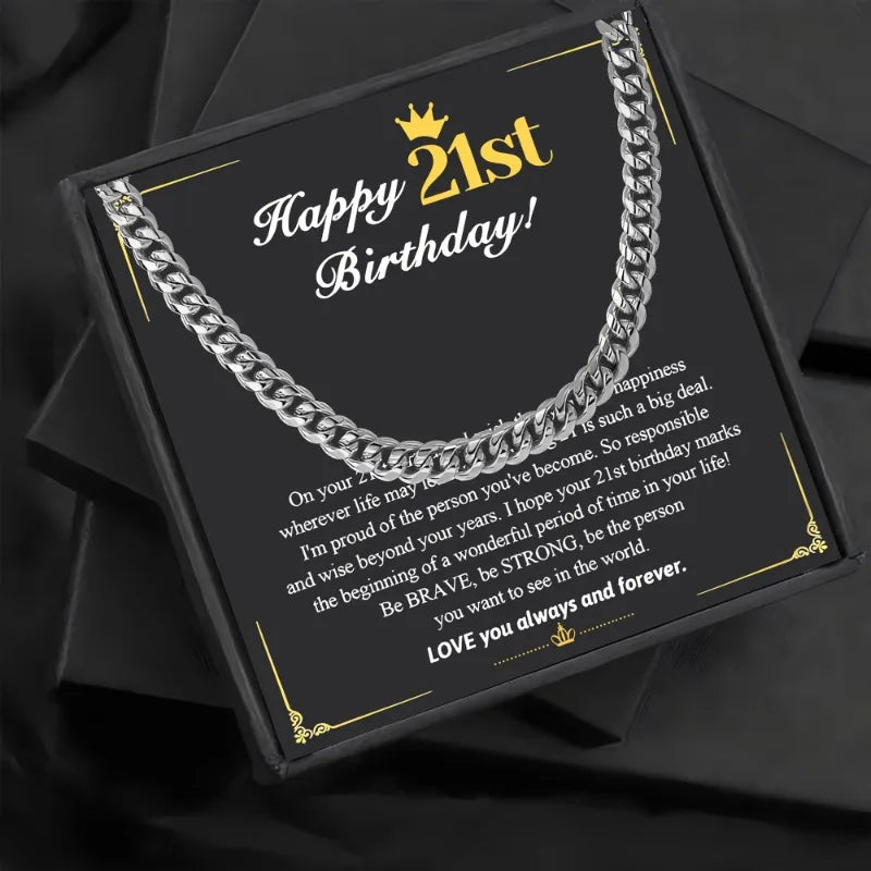 To My Grandson | 21st Birthday Cuban Chain Necklace-Sevenedge Perfect Gifts