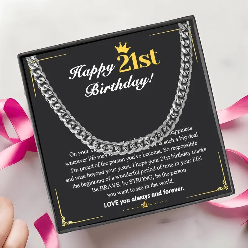 To My Grandson | 21st Birthday Cuban Chain Necklace-Sevenedge Perfect Gifts