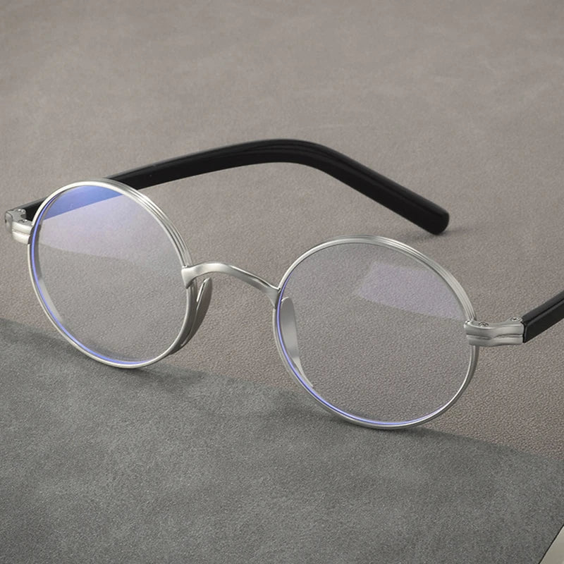 Photochromic Pure Titanium Round Frame Handmade Eyeglasses-Sevenedge Perfect Gifts