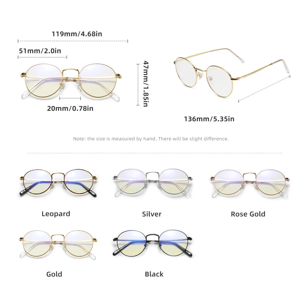 Round Transparent Lens Thin Frame Anti-Blue Light Eyeglasses-Sevenedge Perfect Gifts