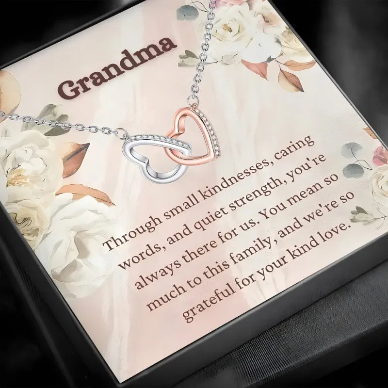 To Grandma | Through Small Kindness Interlocking Heart Necklace-Sevenedge Perfect Gifts