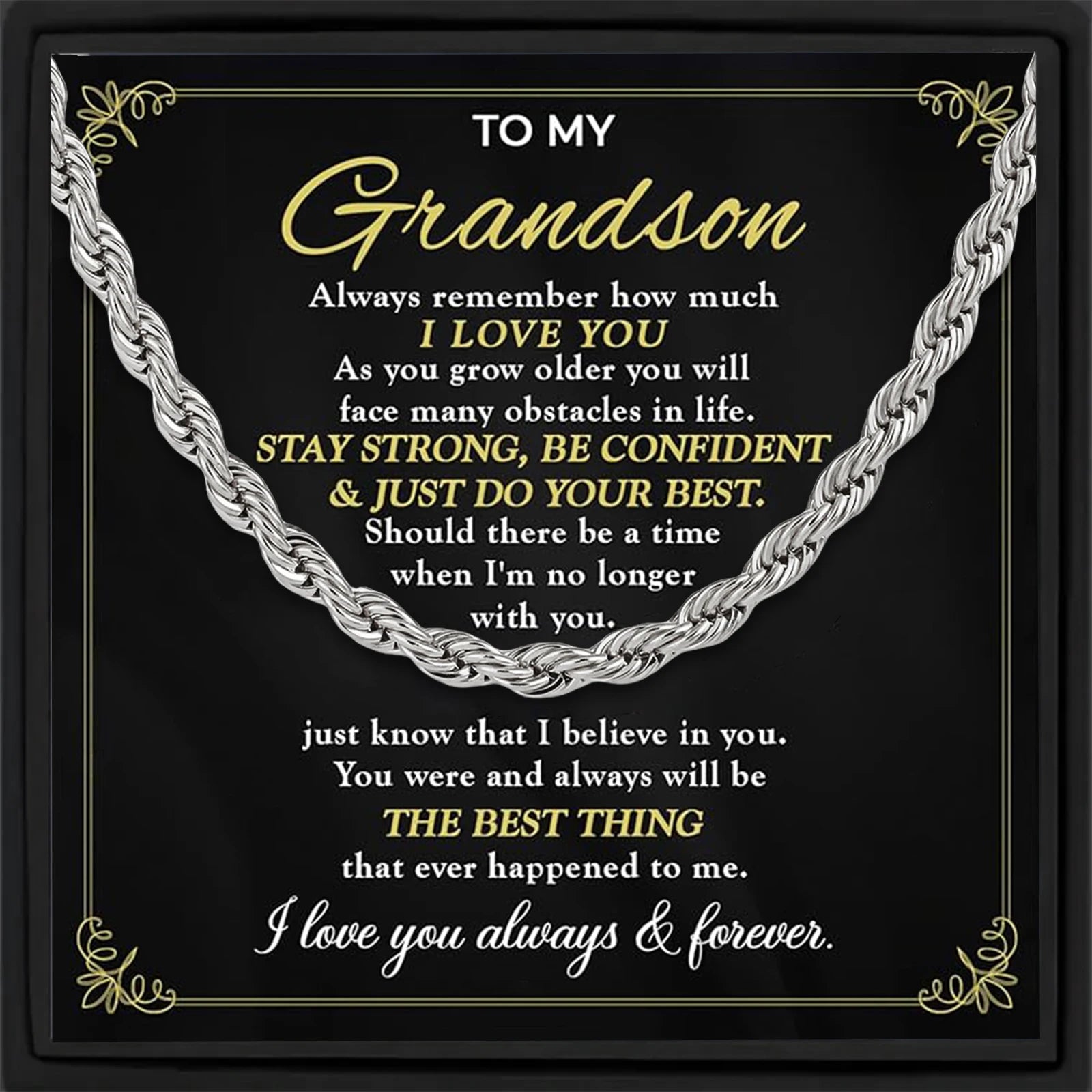 To My Grandson | Always Remember Cuban Link Chain Necklace-Sevenedge Perfect Gifts
