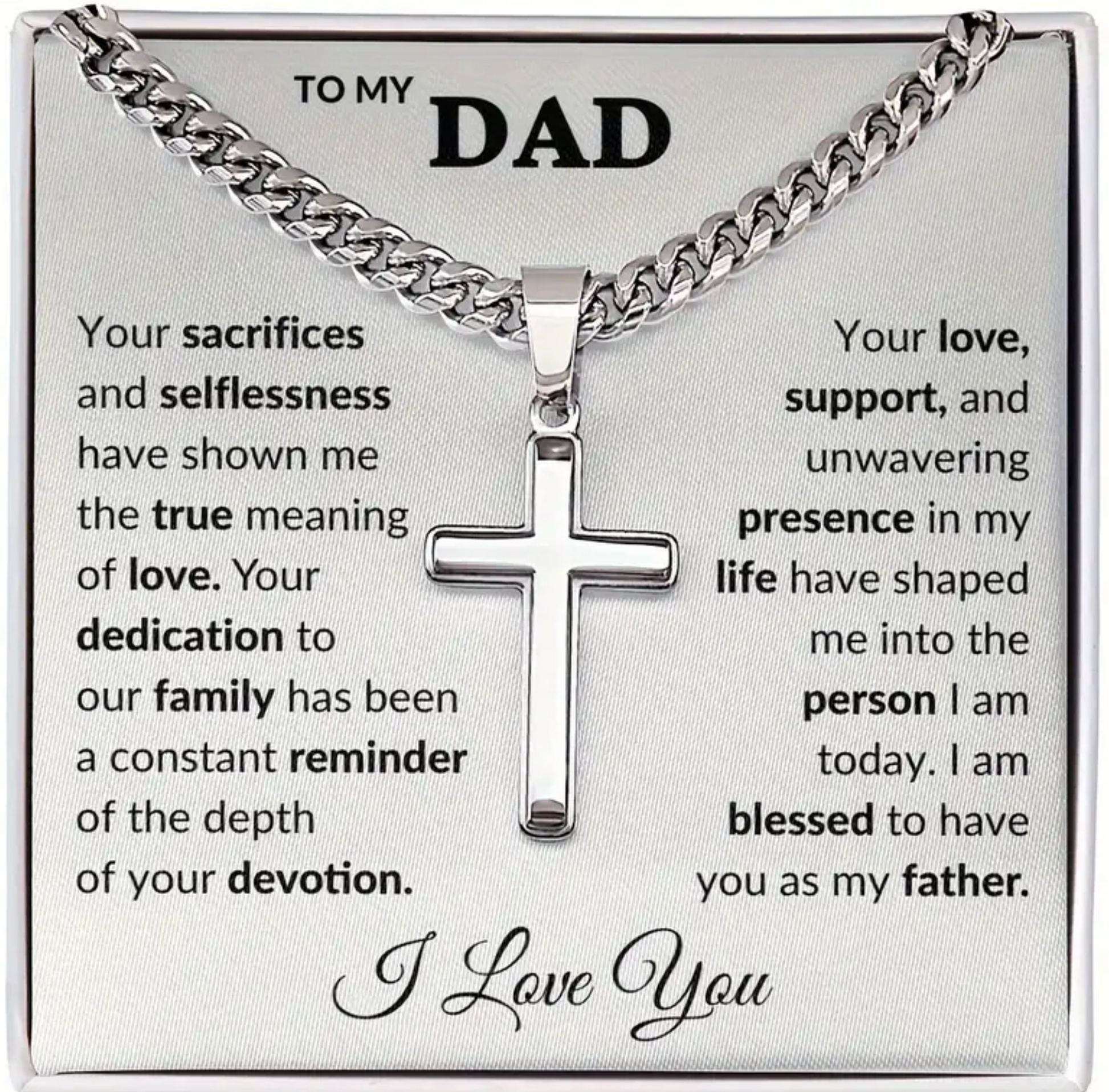 To My Dad | Your Sacrifices and Selflessness Cuban Link Necklace-Sevenedge Perfect Gifts