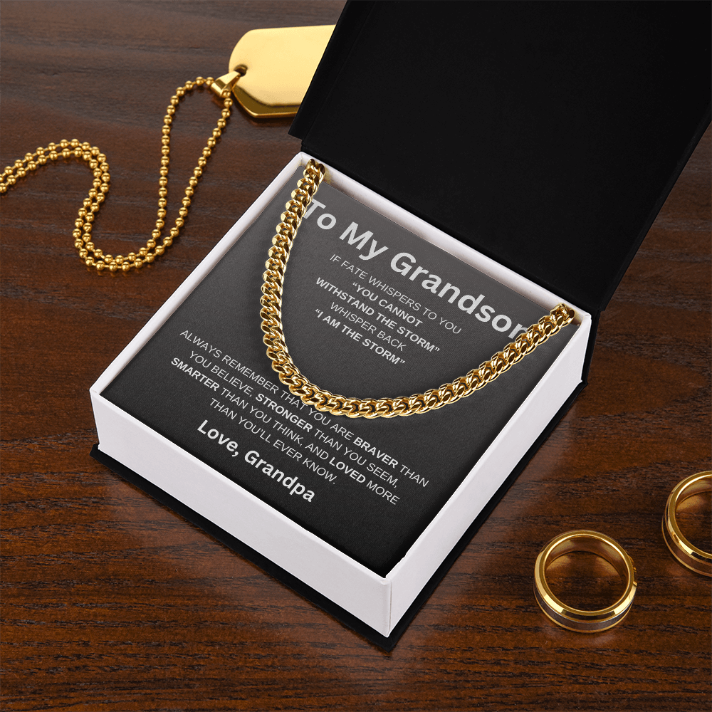 To My Grandson | If Faith Whister To You Cuban Link Chain-Sevenedge Perfect Gifts