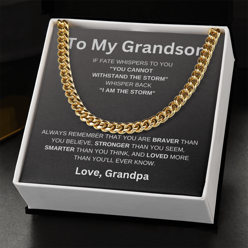 To My Grandson | If Faith Whister To You Cuban Link Chain-Sevenedge Perfect Gifts