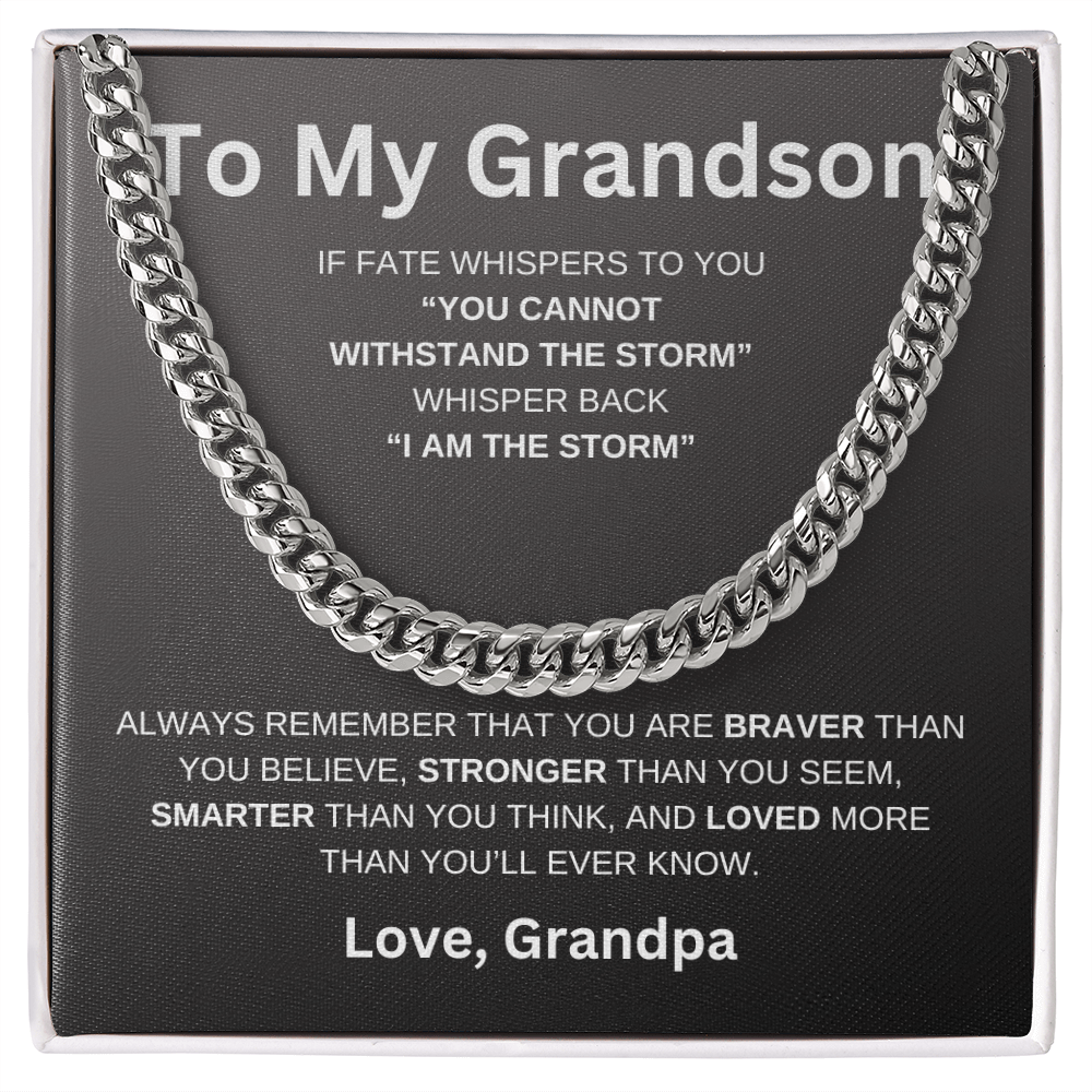 To My Grandson | If Faith Whister To You Cuban Link Chain-Sevenedge Perfect Gifts
