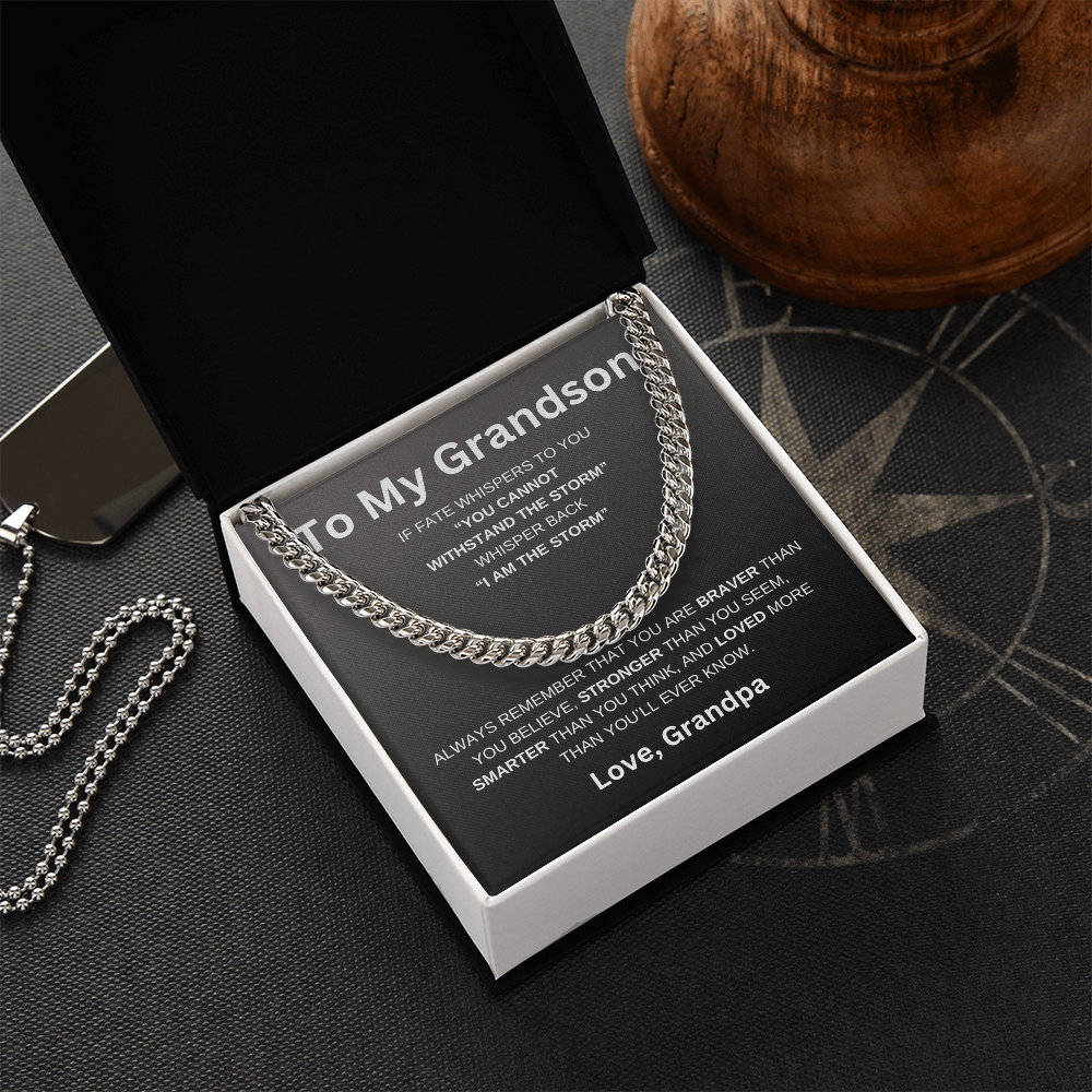 To My Grandson | If Faith Whister To You Cuban Link Chain-Sevenedge Perfect Gifts