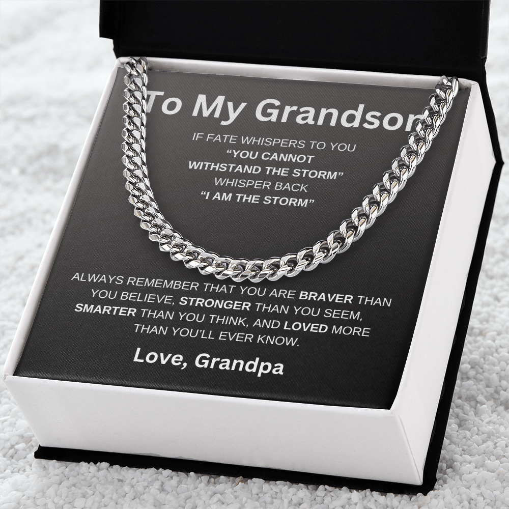 To My Grandson | If Faith Whister To You Cuban Link Chain-Sevenedge Perfect Gifts