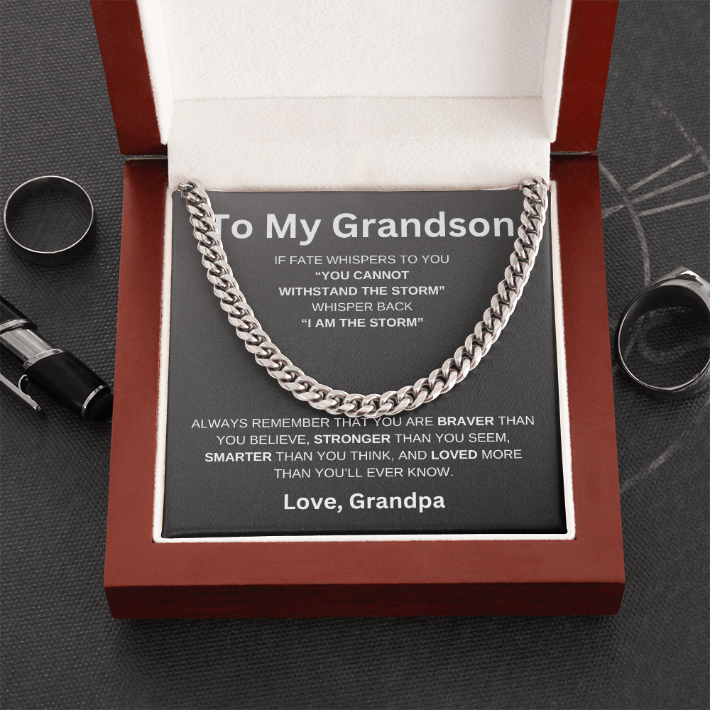 To My Grandson | If Faith Whister To You Cuban Link Chain-Sevenedge Perfect Gifts