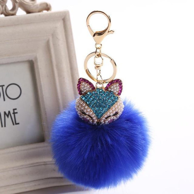 ONNUTO Crystal Fox in Fur Keychain
