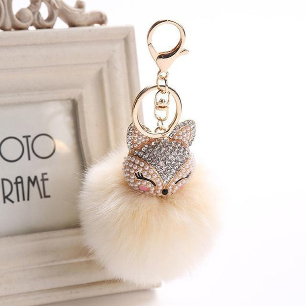 Crystal Fox In Fur Keychain-Sevenedge Perfect Gifts