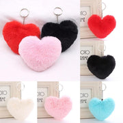 Fluffy Pompom Heart Keychain-Sevenedge Perfect Gifts