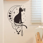 Cartoon Cat Butterfly Moon Wall Sticker – Elegant Home Decor-Sevenedge Perfect Gifts