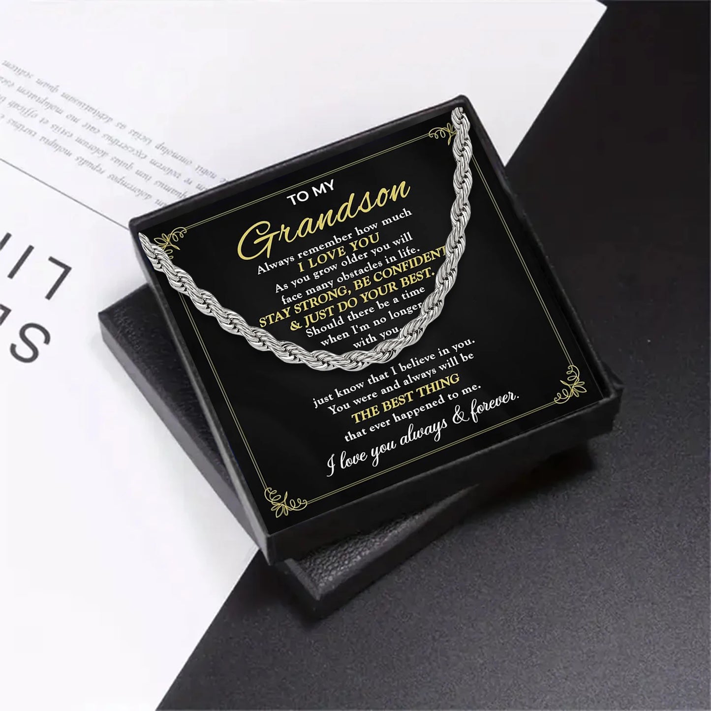 To My Grandson | Always Remember Cuban Link Chain Necklace-Sevenedge Perfect Gifts