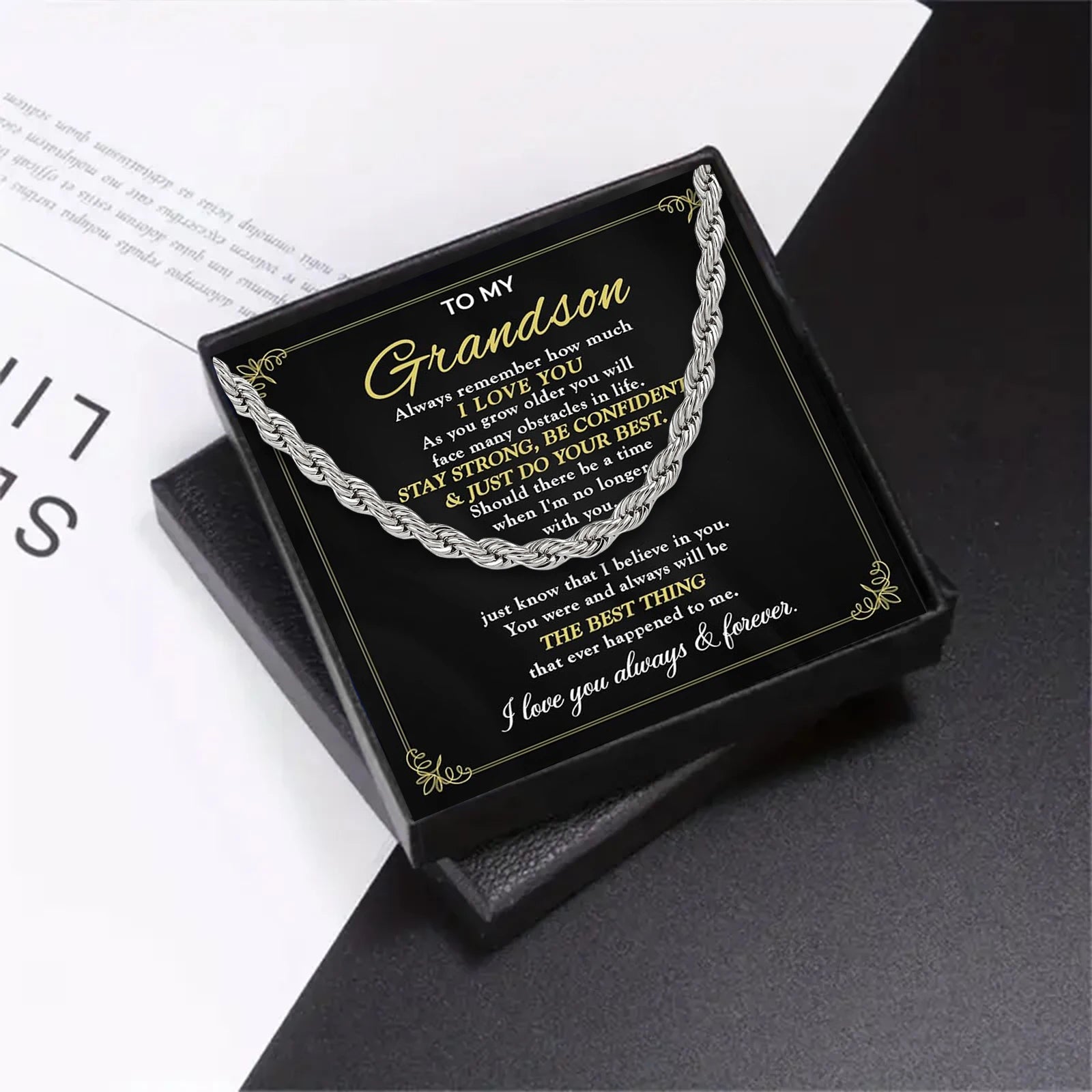 To My Grandson | Always Remember Cuban Link Chain Necklace-Sevenedge Perfect Gifts