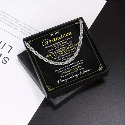 To My Grandson | Always Remember Cuban Link Chain Necklace-Sevenedge Perfect Gifts