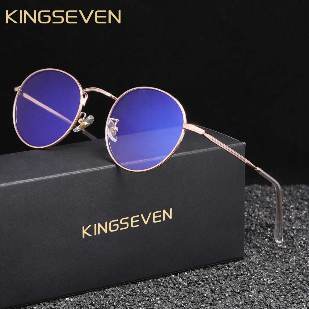 Round Transparent Lens Thin Frame Anti-Blue Light Eyeglasses-Sevenedge Perfect Gifts