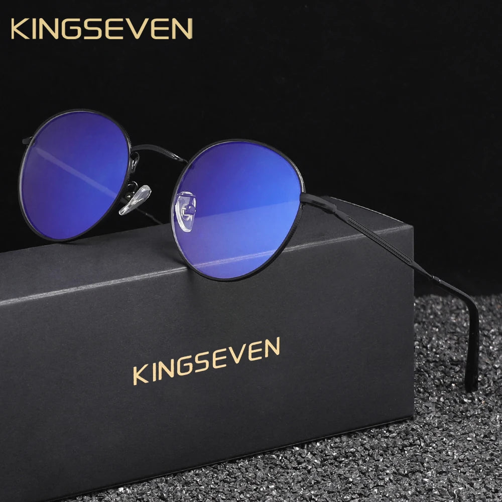 Round Transparent Lens Thin Frame Anti-Blue Light Eyeglasses-Sevenedge Perfect Gifts
