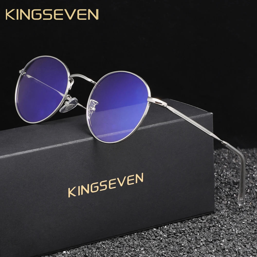 Round Transparent Lens Thin Frame Anti-Blue Light Eyeglasses-Sevenedge Perfect Gifts