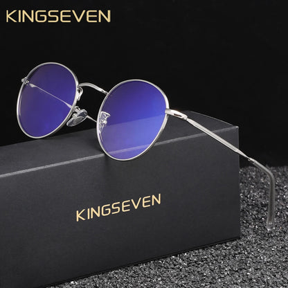 Round Transparent Lens Thin Frame Anti-Blue Light Eyeglasses-Sevenedge Perfect Gifts