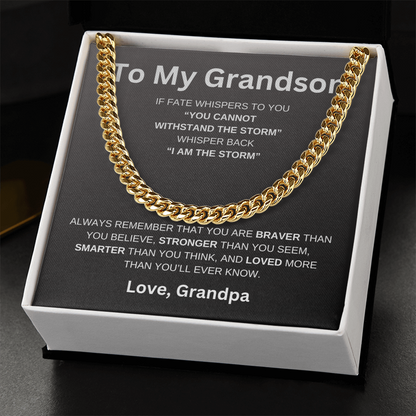 To My Grandson | If Faith Whister To You Cuban Link Chain-Sevenedge Perfect Gifts
