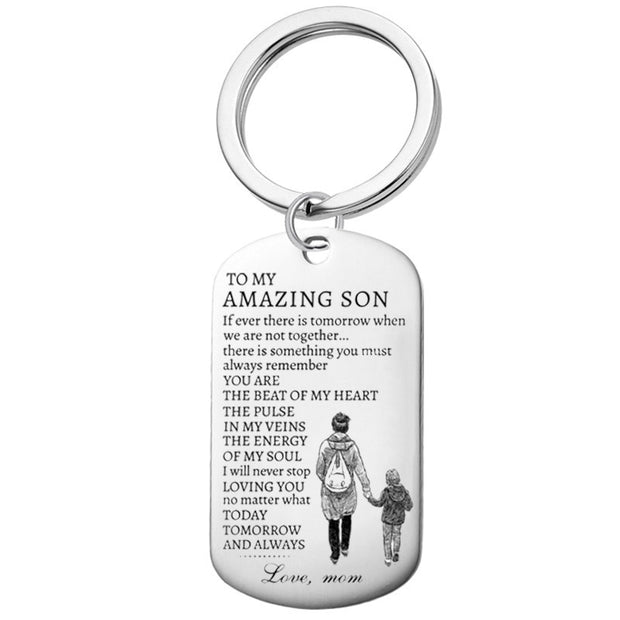 Mom Gives A Gift To My Son - To My Amazing Son Keychain Accessories Stainless Steel Military Pendant Necklace-Sevenedge Perfect Gifts